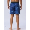 thumbnail image 3 of DARING DIVA Men's Elastic Waist Drawstring Hawaiian Print Athletic Swim Trunks 32 Blue, 3 of 6