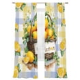 thumbnail image 7 of Lemon Basket Summer Sheer Curtains 84 Inch Length 2 Panels Set, Eucalyptus Blue Yellow Plaid Voile Window Treatment Rod Pocket Curtains Sheers Drapes for Bedroom/Living Room/Kitchen 52"x84"x2, 7 of 7