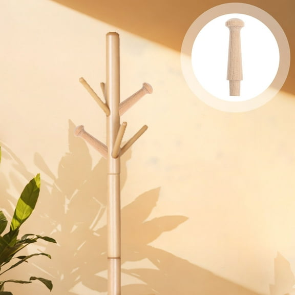 SWETRACE 6Pcs Wooden Pegs for Hanging Bags Hats and Coats Light Yellow Natural Wood