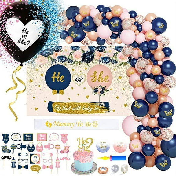 Sparkles Hub Gender Reveal Decoration Kit with Balloon Arch & Props