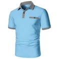 thumbnail image 4 of Sngxgn Men's Short Sleeve Cotton Polo Shirt in Classic Fit(Blue,XXXL), 4 of 4