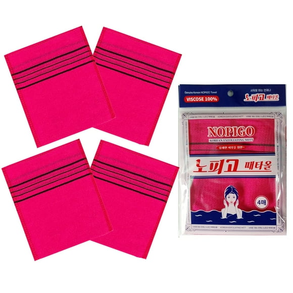 NOPIGO Depurador corporal exfoliante coreano para ducha 4p (rojo) Toallita de baño exfoliante asiática para esponja de baño con piel muerta