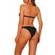 thumbnail image 3 of Conjuntos de bikini de dos piezas sin tirantes con cordón para mujer, traje de baño sólido, traje de baño con encaje, pequeño, negro, 3 of 5