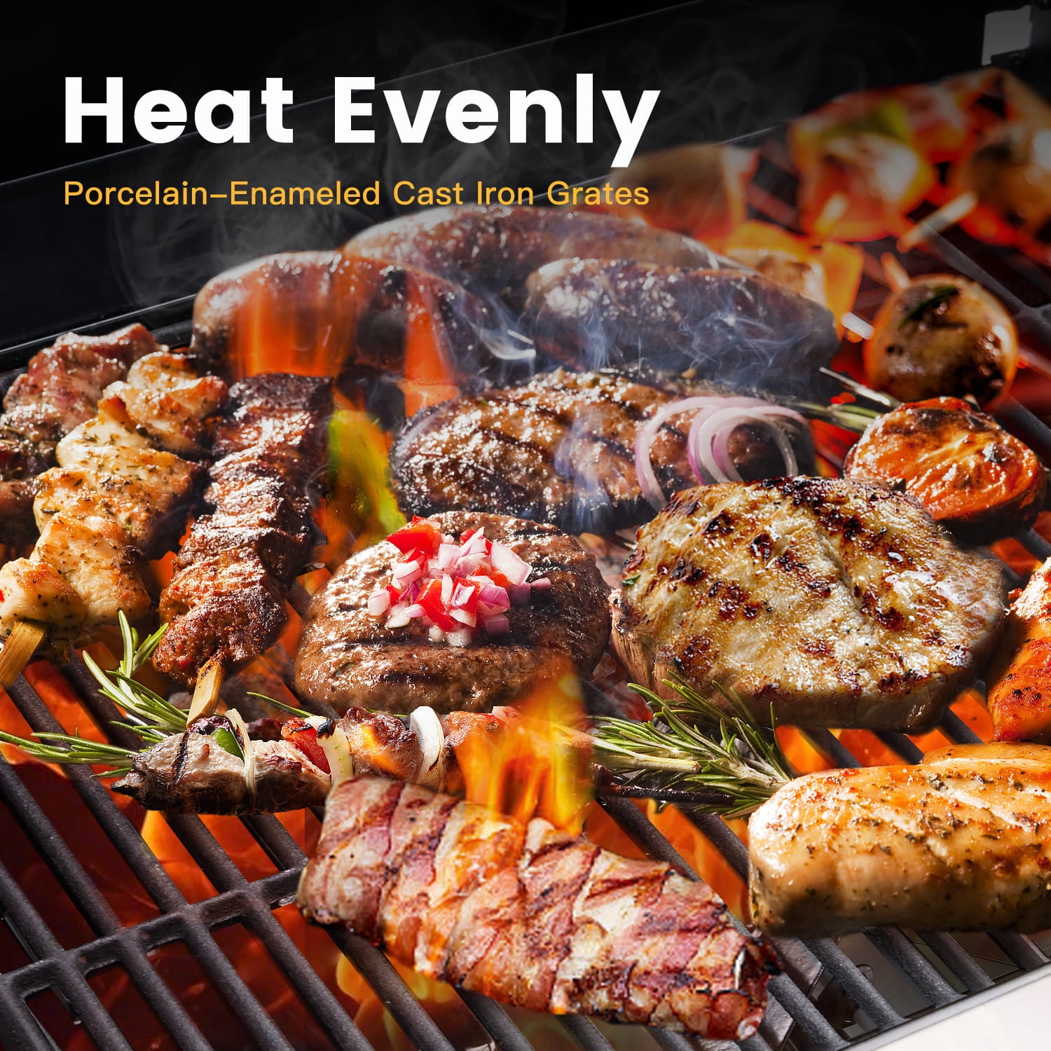 Vicllax Charcoal Grill with Side Tables Barbecue BBQ Smoker for Patio Cooking Camping Picnic