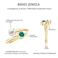 thumbnail image 6 of Rosec Jewels Cultured Freshwater Pearl Toi Et Moi Promise Ring - Pearl Emerald Ring for Women - AAA Quality - with Jewelry Box, 18K Yellow Gold, US 13.00, 6 of 7