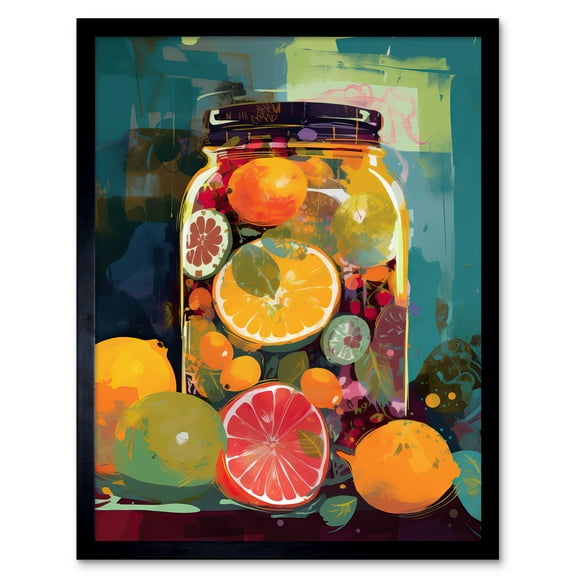 A Jar of Homemade Citrus Fruit Preserves Art Print Framed Poster Wall Decor 12x16 inch