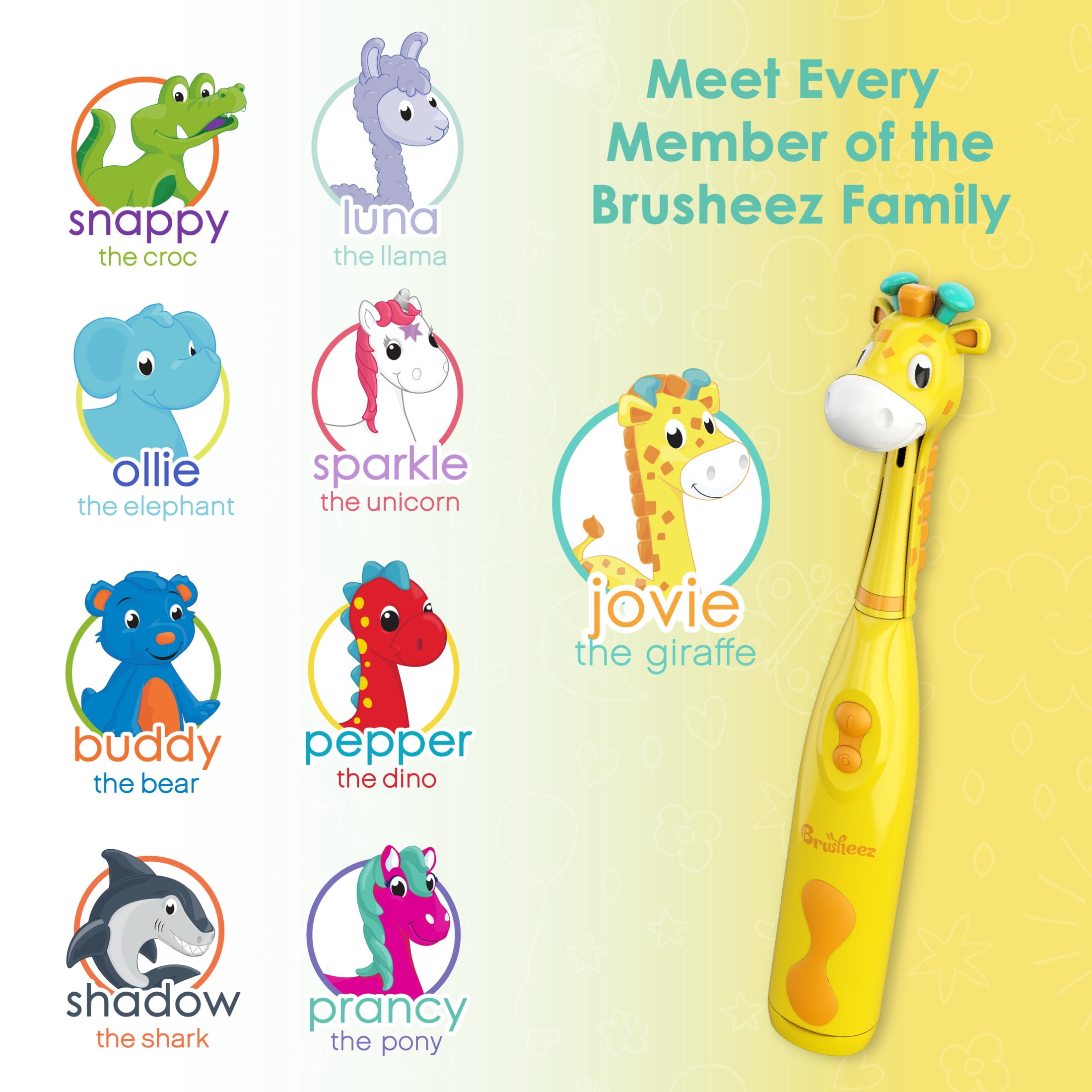 Brusheez Toddler Electric Toothbrush Set - Battery Operated - Giraffe