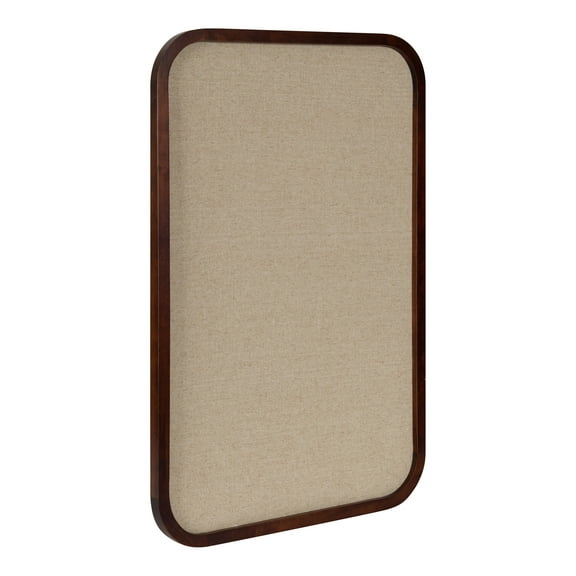 Kate and Laurel Hutton Transitional Pinboard, 20 x 30, Walnut Brown, Radius Rectangle Wall Organizer with Fabric Pinning Surface