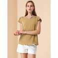 thumbnail image 3 of Camiseta Manga Tulipán Cuello En V Básico Para Mujer Caqui L, 3 of 6