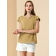 thumbnail image 3 of Camiseta Manga Tulipán Cuello En V Básico Para Mujer Caqui L, 3 of 6