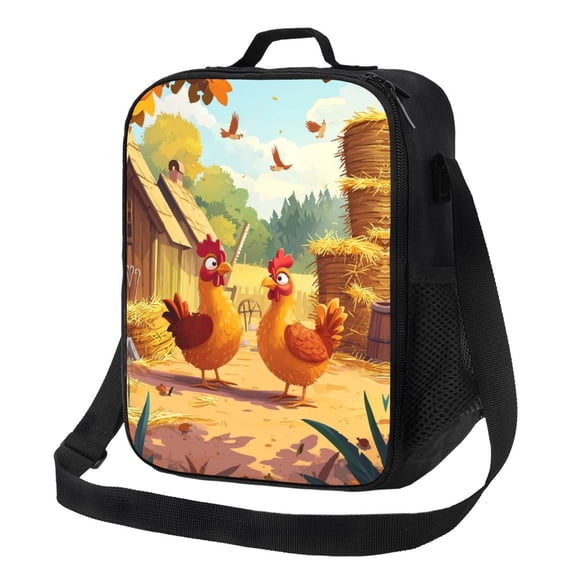 Chicken Lunch Bag Reusable Lunch Box Insulated Tote Bag with Adjustable Shoulder Strap