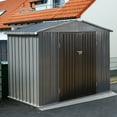 thumbnail image 6 of Veikous 8' x 6' Outdoor Storage Shed, Backyard Garden Metal Tool Shed for Lawn w/ Lockable Doors & Vents, Grey, 6 of 8