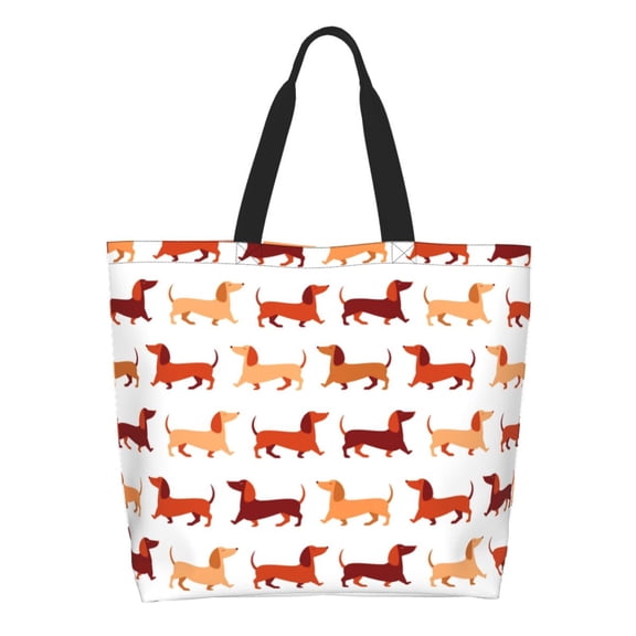 Easygdp Dachshund Walking Tote Bags for Women,Women Travel Shoulder Bags Handbags，Big Capacity Shopping Work Bag