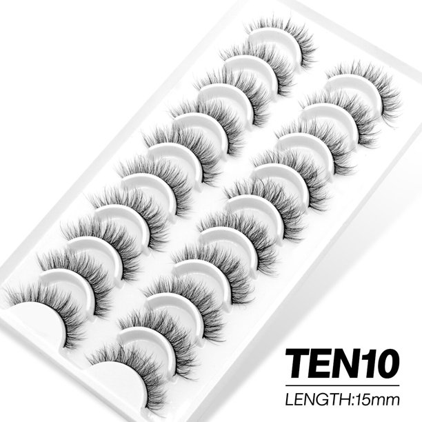 GROINNEYA-3D Pestañas de visón sintético, pestañas esponjosas, suaves, completas, gruesas, tenues, dramáticas, pestañas postizas, maquillaje, 5 pares, 10 pares hola suerte unisex