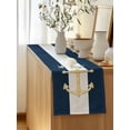 thumbnail image 5 of Table Runner 70 Inches Long for Kitchen Dining, Yellow Anchor Nautical Dresser Scarf Farmhouse, Dining Table Decorations for Wedding/Parties, Navy Blue White Striped 13 x 70 In, 5 of 9