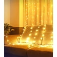 thumbnail image 4 of Guirnalda de luces LED para cortina, 3 x 3 m, 300 luces LED, temporizador con control remoto, 8 modos de luz, acabado cobre, enchufe USB, ideal para decorar paredes de dormitorios, fiestas y bodas (bl, 4 of 4