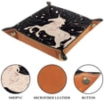 thumbnail image 3 of Women Girls Leather Square Dish Trinket Plate Jewelry Tray, Stars Unicorn Space Pattern Mothers Day Birthday Gift, 3 of 6