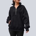 thumbnail image 2 of SUNBS Womens Sweatshirts Quarter Zip Oversized Mock Neck Pullover Half Zip Pockets Pullover Fleece Jacket Fall Clothes Cozy Clothes, 2 of 7