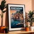 thumbnail image 3 of Seaside Serenity: Portofino Vintage Poster - Portofino Liguria Italy Illustration Black Framed Wall Art Print 20 x 30 inches, 3 of 8