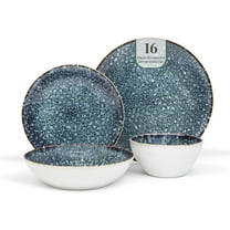 Larder and Vine 16 Piece Plates and Bowls Set | Modern Stone Dinnerware | 4 Place Settings