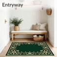 thumbnail image 3 of ODIKA 4'x6' Machine Washable Non-Slip Area Rug, Snowflake Pine Tree Festive Interlocking Holiday Motif High Traffic Rug with Pad, Green, 617648, 3 of 8