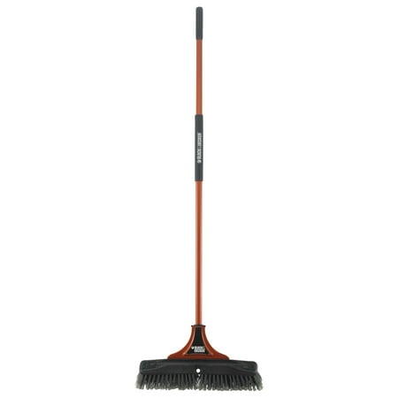 Black Decker Indoor Outdoor Push Broom 18 W X 54 H Steel Handle Orange