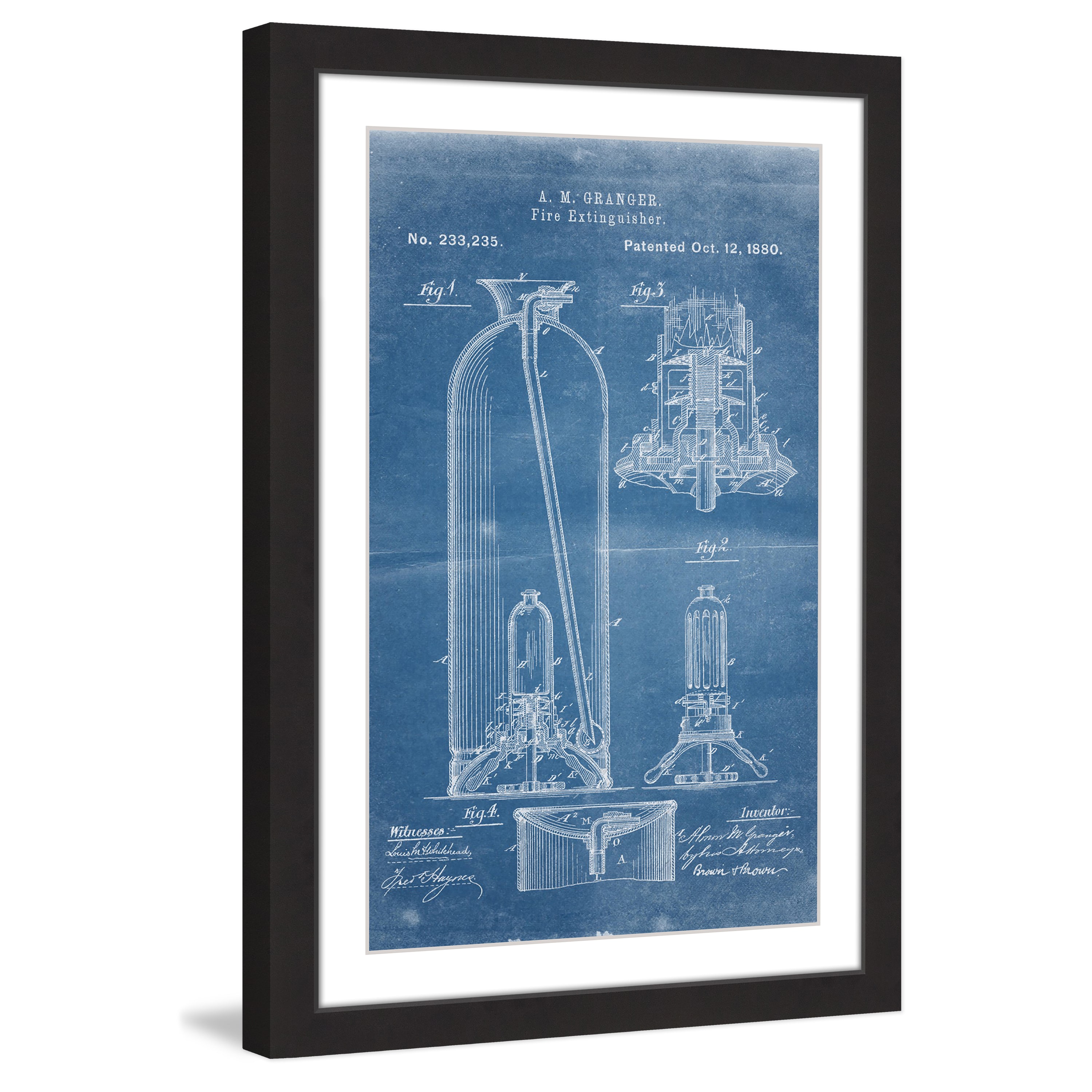 "Extinguisher 1880 Blueprint" Framed Painting Print