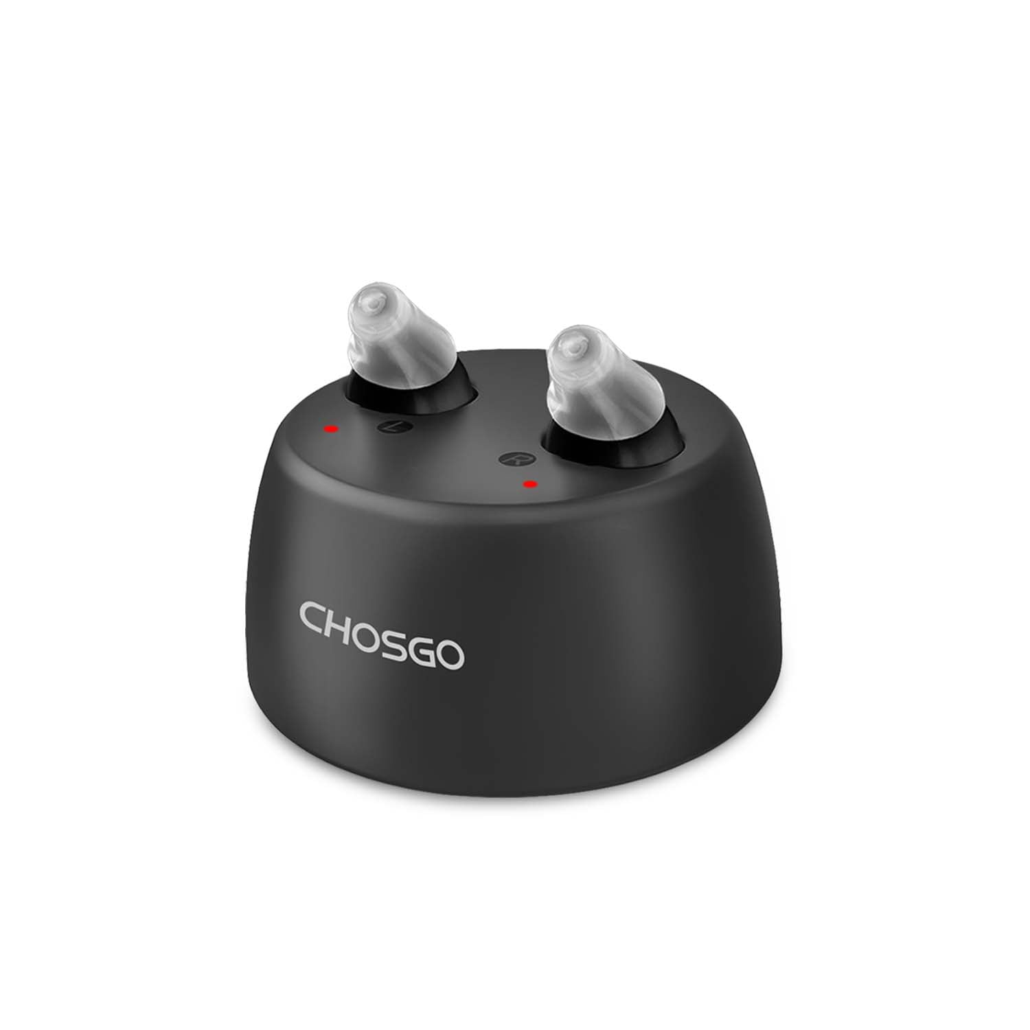 Chosgo K19 Rechargeable Personal Sound Amplifier with Portable Charging Case,Hearing Aids for Seniors with Noise Cancelling(Black)