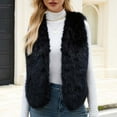 thumbnail image 2 of Ashirexll Womens Vests Outerwear, Fleece Vest Women, Warm Faux Fur Sleeveless Coat With V Neck For Winter Solid Color Outerwear, 2 of 7
