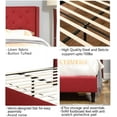 thumbnail image 7 of Queen Upholstered Platform Bed Frame with 51" Tall Headboard - Button Tufted Linen Bed - Burgundy - Oliver & Smith - Astor, 7 of 7