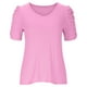 thumbnail image 5 of Tops Para Mujer, Blusas Casuales Elegantes, Camisas Erógenas A La Moda, Jersey Con Hilos Elásticos, Manga Farol, Cuello en V, Camiseta de Manga Corta, Top Odeerbi ODB156551, 5 of 6