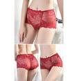 thumbnail image 3 of Gibobby Bikini elástico algodón Bragas sexys para mujer Bragas levantamiento cadera huecas cintura media encaje (Rojo, L), 3 of 5
