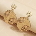 thumbnail image 2 of Fashion Round Hollow Oversized Statement High End Printed Dangle Earrings, 2 of 3