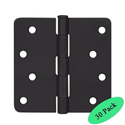 Cosmas Flat Black Door Hinge 4" Inch x 4" Inch with 1/4" Inch Radius