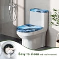 thumbnail image 4 of COEQINE Blue Gold Marble Toilet Lid Cover and Toilet Tank Cover, Elastic Bottom Machine Washable Replacement Toilet Lid Dust Cover 2 Pcs Set for Home Bathroom Decor, 4 of 7