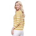 thumbnail image 4 of YEMAK Women's 3/4 Sleeve V-Neck Stripe Regular Fit Button-Down Sweater Cardigan-HONEY-L, 4 of 4