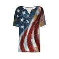 thumbnail image 4 of Red White and Blue Blouse for Women American Flag Shirts for Women Red White and Blue Womens Shirts Memorial Day Shirts Ladies Independence Day Printed Button V-Neck Top Shirt, 4 of 5