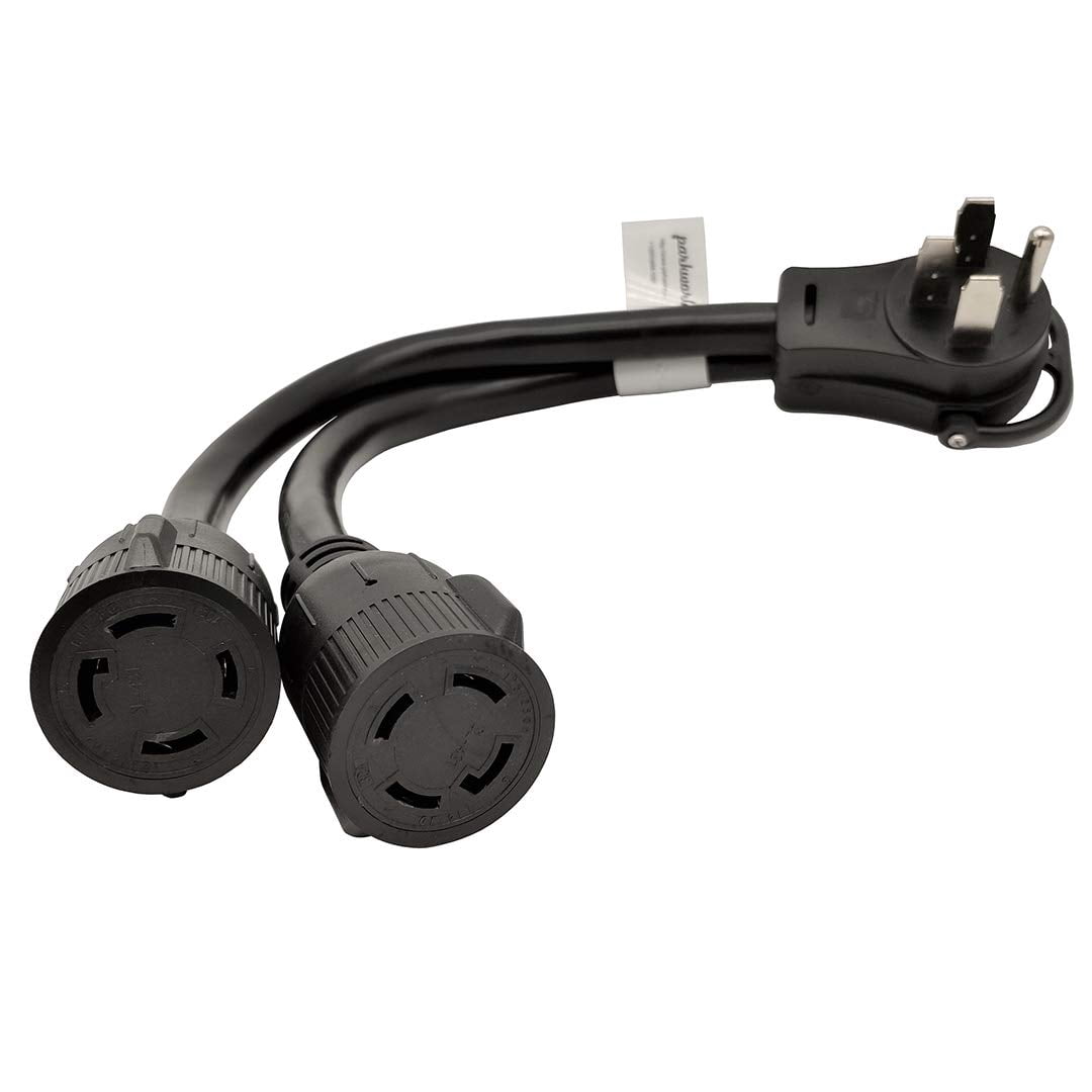 Parkworld 61490 V Splitter Cord 14-50P to (2) L14-30R, RV 50 AMP 4-Prong 14-50 Male Plug to NEMA (2) L14-30 Female Twist Lock Receptacle 125V / 250V 1.5FT