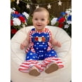 thumbnail image 4 of BemeyourBBs Kids Toddler Baby Girl 4th of July Outfit Patriot Independent Day Clothes Summer Romper Overalls Sleeveless Stars and Stripes Print Bow Jumpsuit Toddler Baby Girl Fourth of July Outfit, 4 of 9