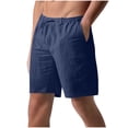 thumbnail image 2 of Jyeity Mens Shorts Breathable Linen Fashion Sporty Drawstring,Elastic Waist with Pockets Navy Shorts, 2 of 6