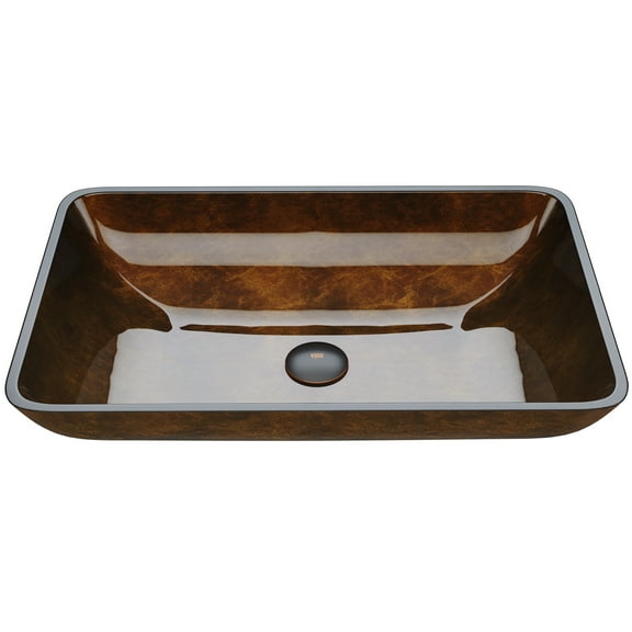 Rectangular Glass Vessel Sink in Russet Glass