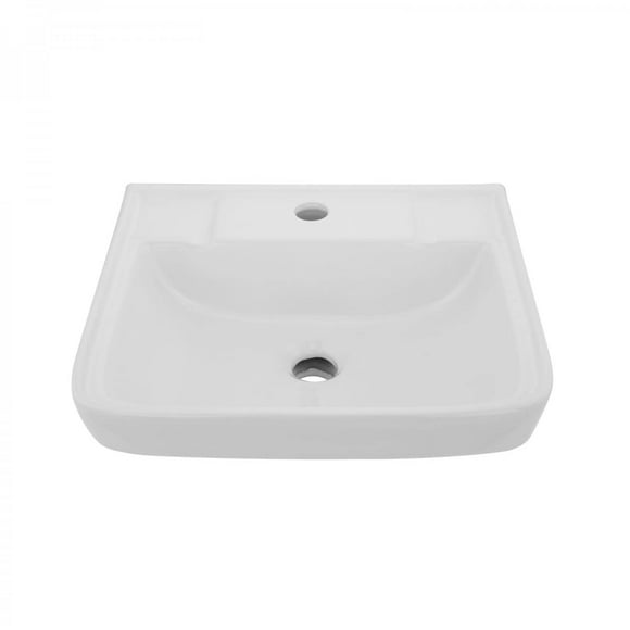 Renovators Supply Évier de Salle de Bain Mural 16.5 Pouces en Céramique Blanche Rectangulaire avec Trou pour Robinet Unique