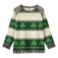 thumbnail image 2 of Craaazy Women's Funny St Patrick's Day Plus Size Long Sleeve Waffle Shamrock Tops with Crewneck Patchwork Trim Gifts, 2 of 4