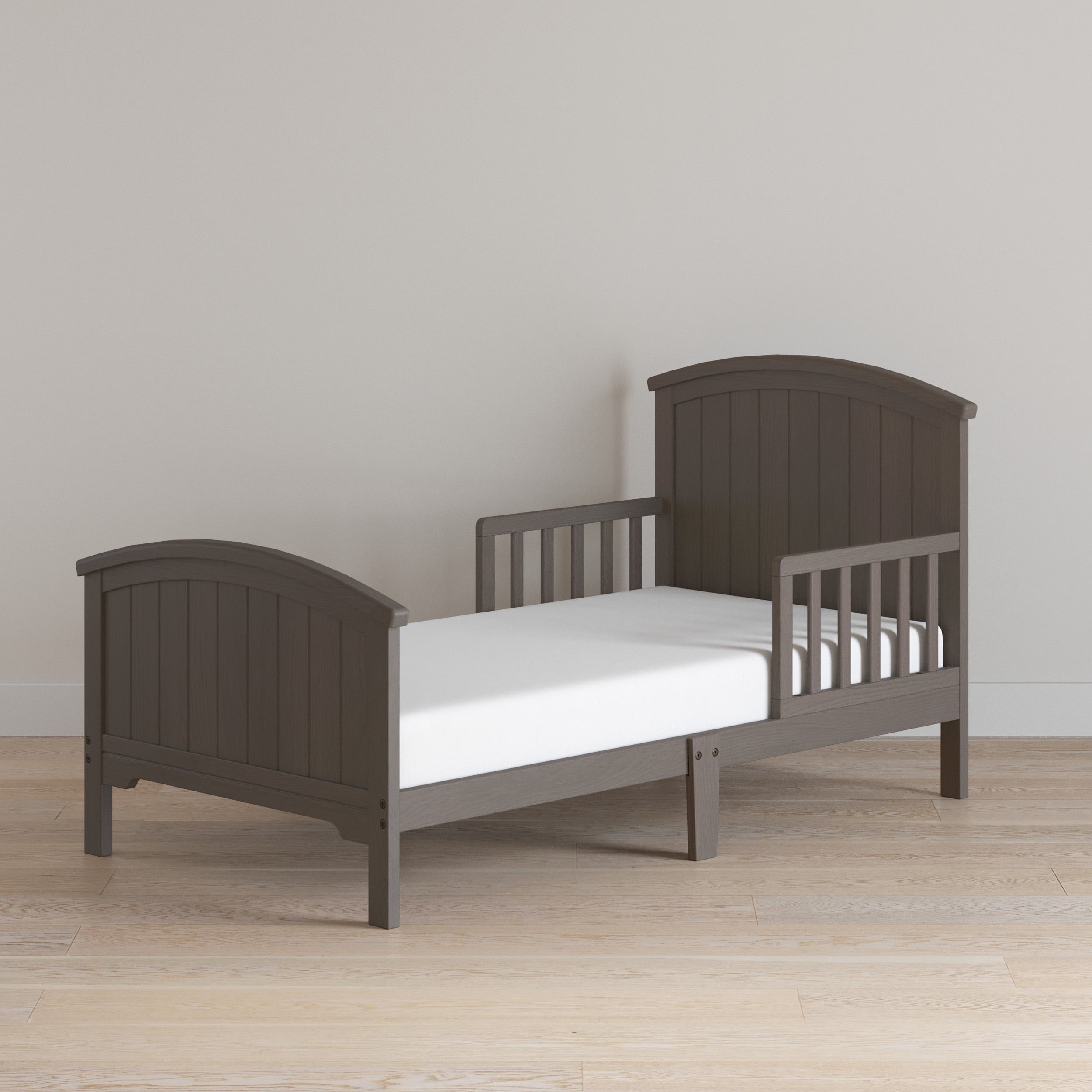 Child Craft Hampton Toddler Bed with Guard Rails, Arch Top, Low to Ground, Pine Wood, Dapper Gray