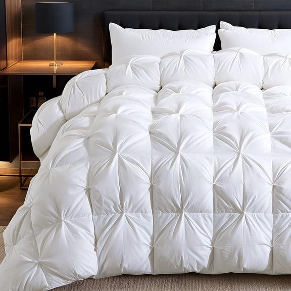 Luxury 800FP White Goose Down Comforter | All-Season 3D Baffle Box Design, Lightweight Fluffy Bedspread, Dry Clean Only