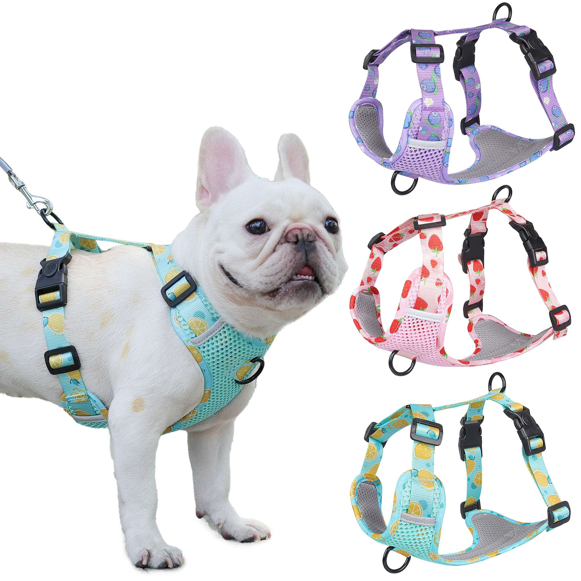 Gustave No Pull Dog Harness Adjustable Reflective Pet Vest Harness Cute Puppy Cat NoChoke Soft
