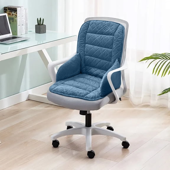 RICHMJ 1PC High Back Office Chair Cushion ,19" x 40" Soft Plush Seat Pad with Ties for Desk, Car, Home & Dining Chairs&Cute, Comfortable Cushion for Long Sitting, Gaming (Navy)