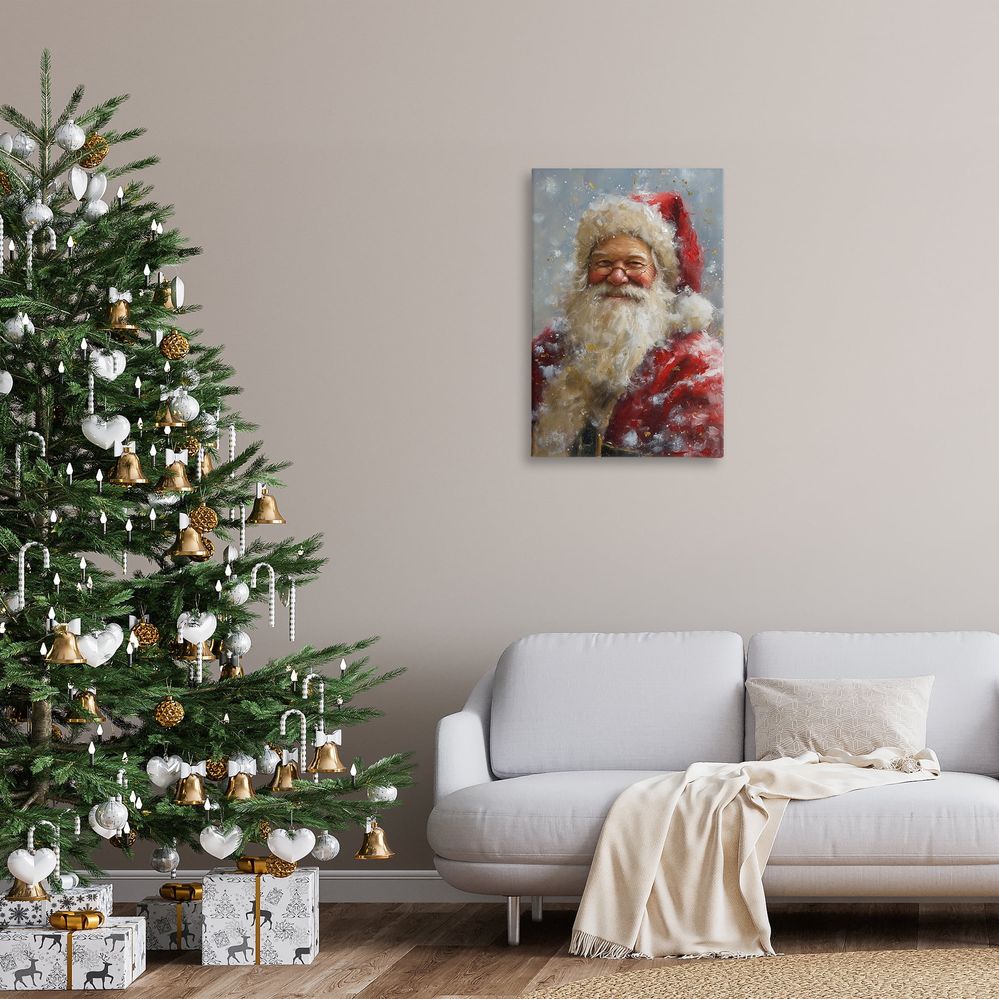 Stupell Industries Smiling Santa Portrait Holiday Painting Gallery Wrapped Canvas Art Print Wall Art, 20 x 30