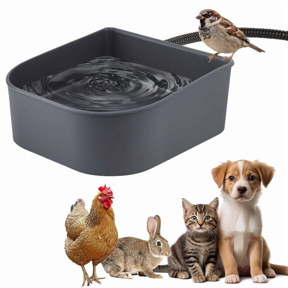 Dog Water Bowl Dispenser with Heater, Outdoor Indoor Heated Pet Bowl, Hanging Heated Cage Bowl for Dogs Chickens Rabbits Birds