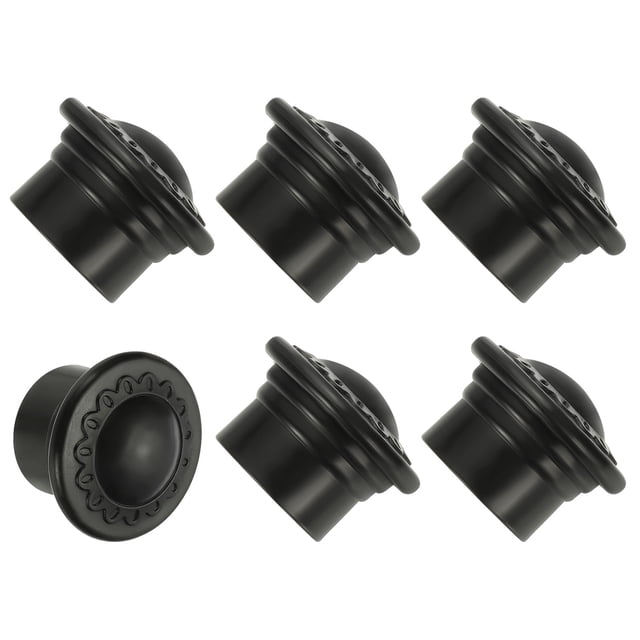 Extremos de barra de cortina Uxcell, 6 piezas de tapa de cabeza de barra de cortina de plástico para decoración de ventanas modernas en casa u oficina, negro